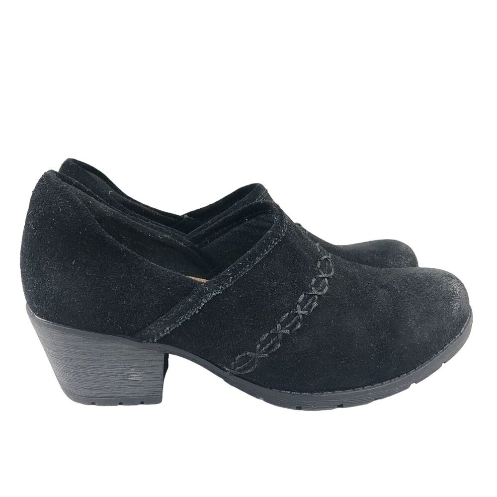 EARTH ORIGINS Women's 6.5W Opal WIDE Black Suede Ankle Bootie Slip On Shoes
